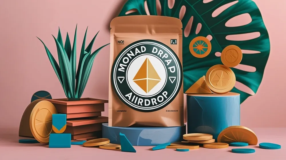 Image of monad airdrop on the table with coins